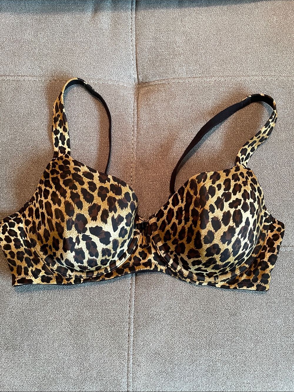Ellen Tracy Leopard Print Underwire Push-Up Bra in Black and Gold